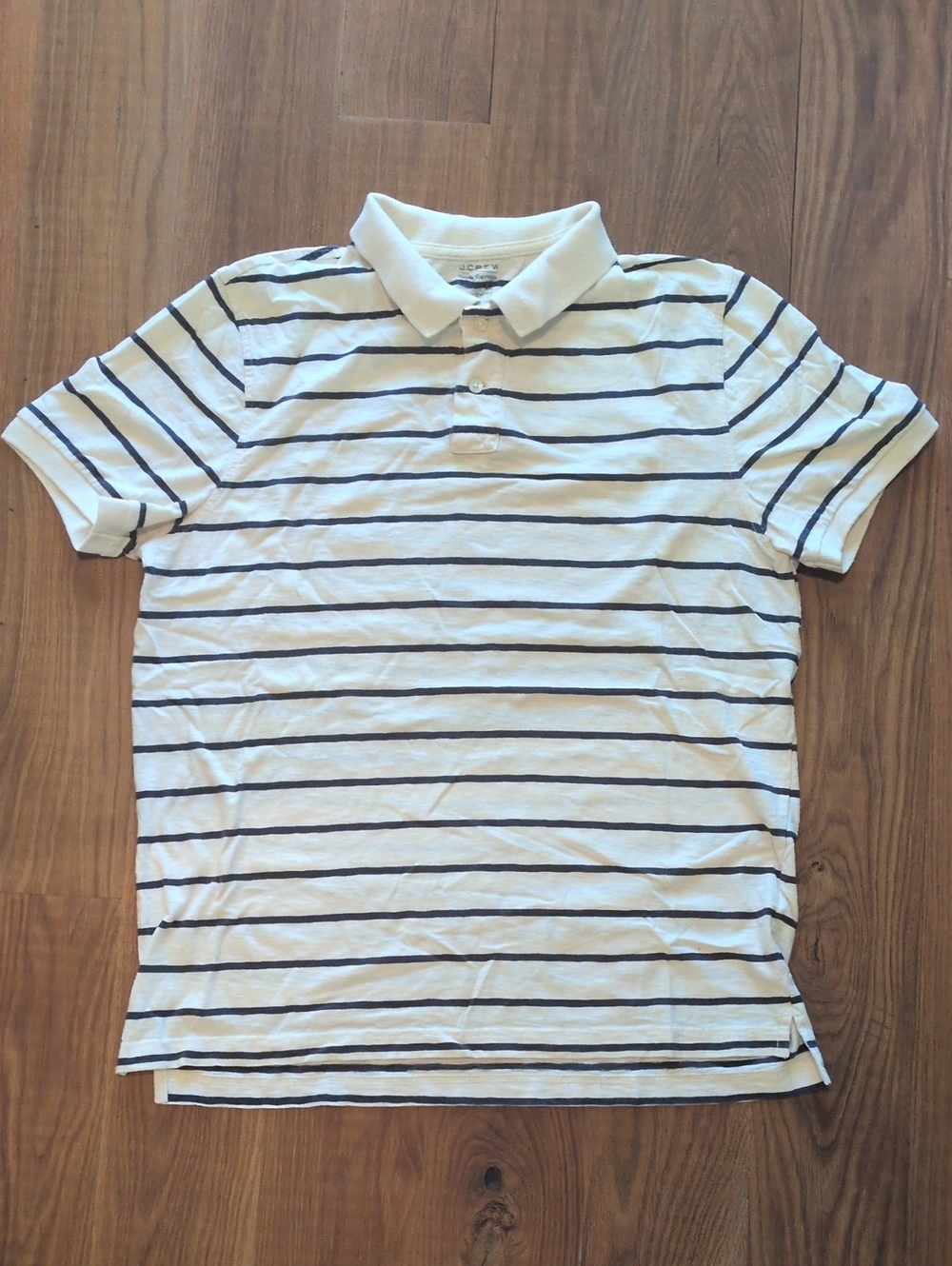 J. Crew White Polo with Navy Stripes - Men's